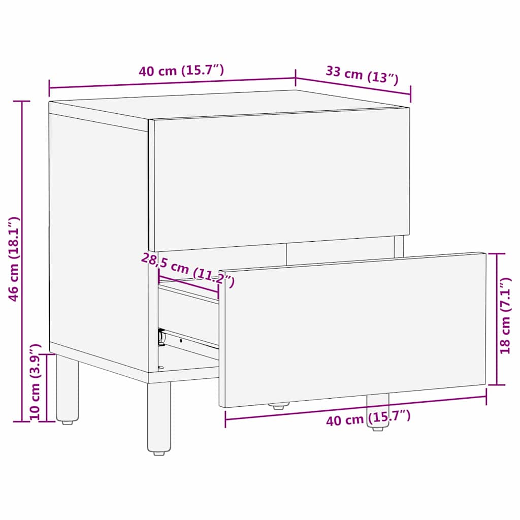 Armadio da Notte con cassetto 2 pcs Marrone 40 x 33 x 46 cm | homemem39