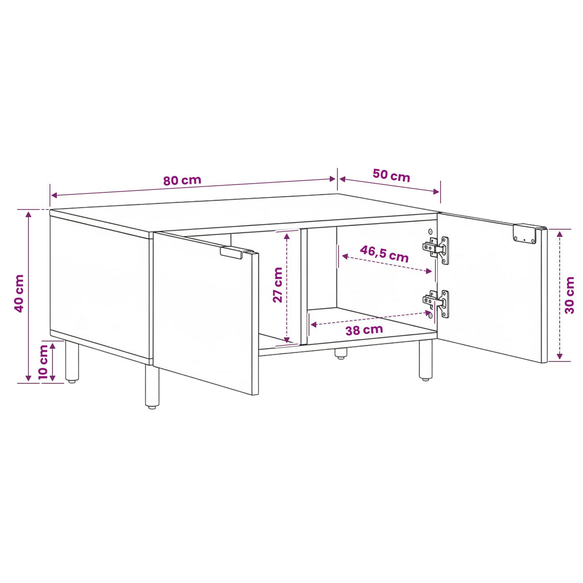 Tavolino da salotto Marrone 80 x 50 x 40 cm | homemem39