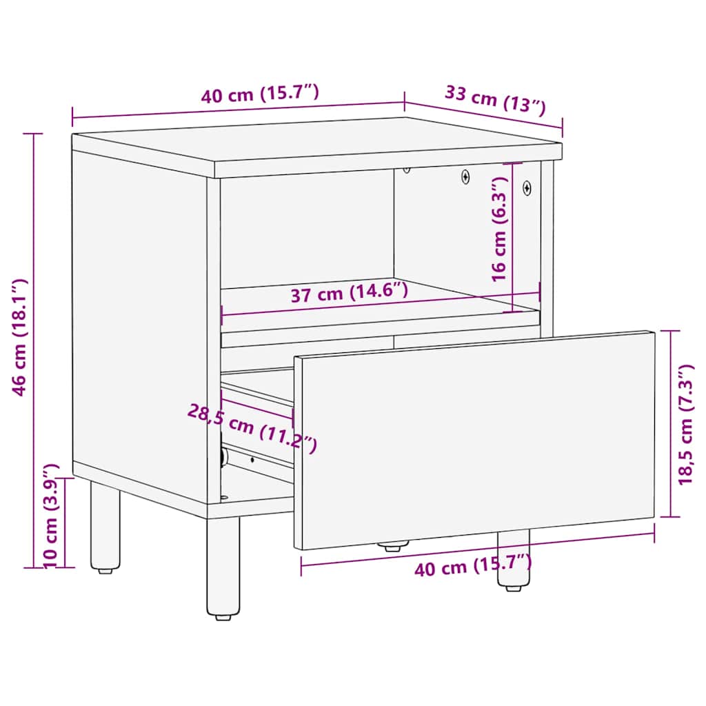 Armadio da Notte con cassetto Marrone 40 x 33 x 46 cm | homemem39