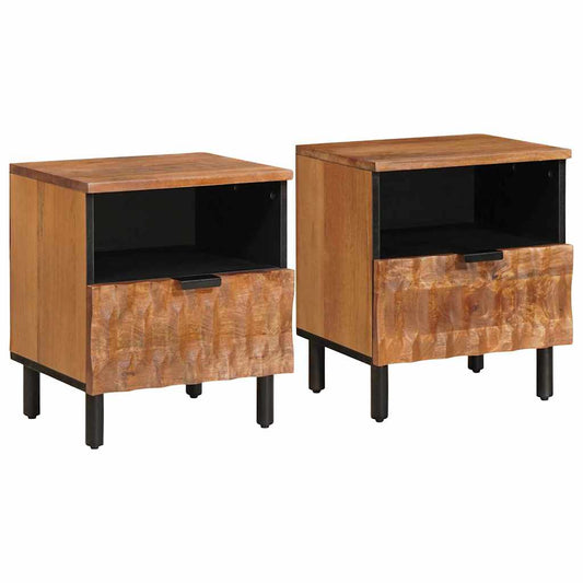 Armadio da Notte con cassetto 2 pcs Marrone 40 x 33 x 46 cm | homemem39