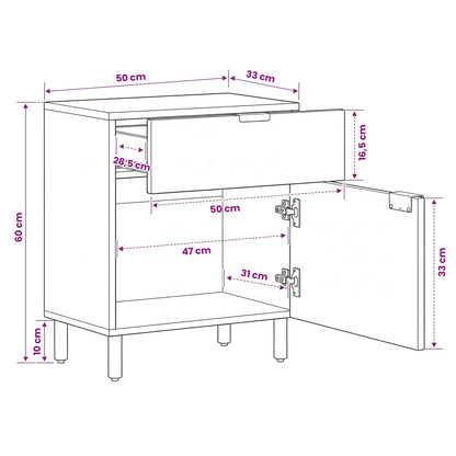 Armadio da Notte con cassetto Marrone 50 x 33 x 60 cm | homemem39