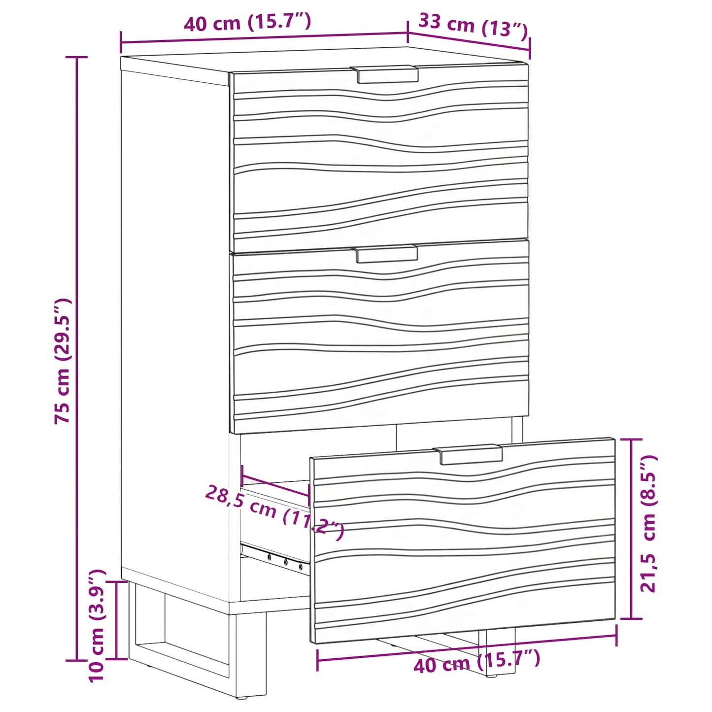 Credenza Marrone 40 x 33 x 75 cm legno massello di mango | homemem39