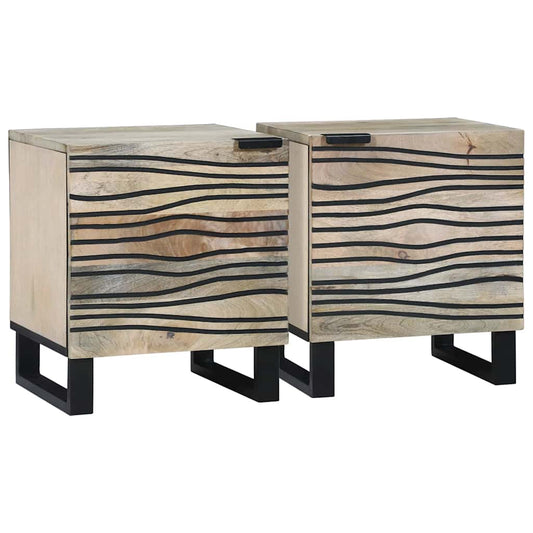 Armadio da Notte 2 pcs Bianco e Nero 40 x 33 x 46 cm