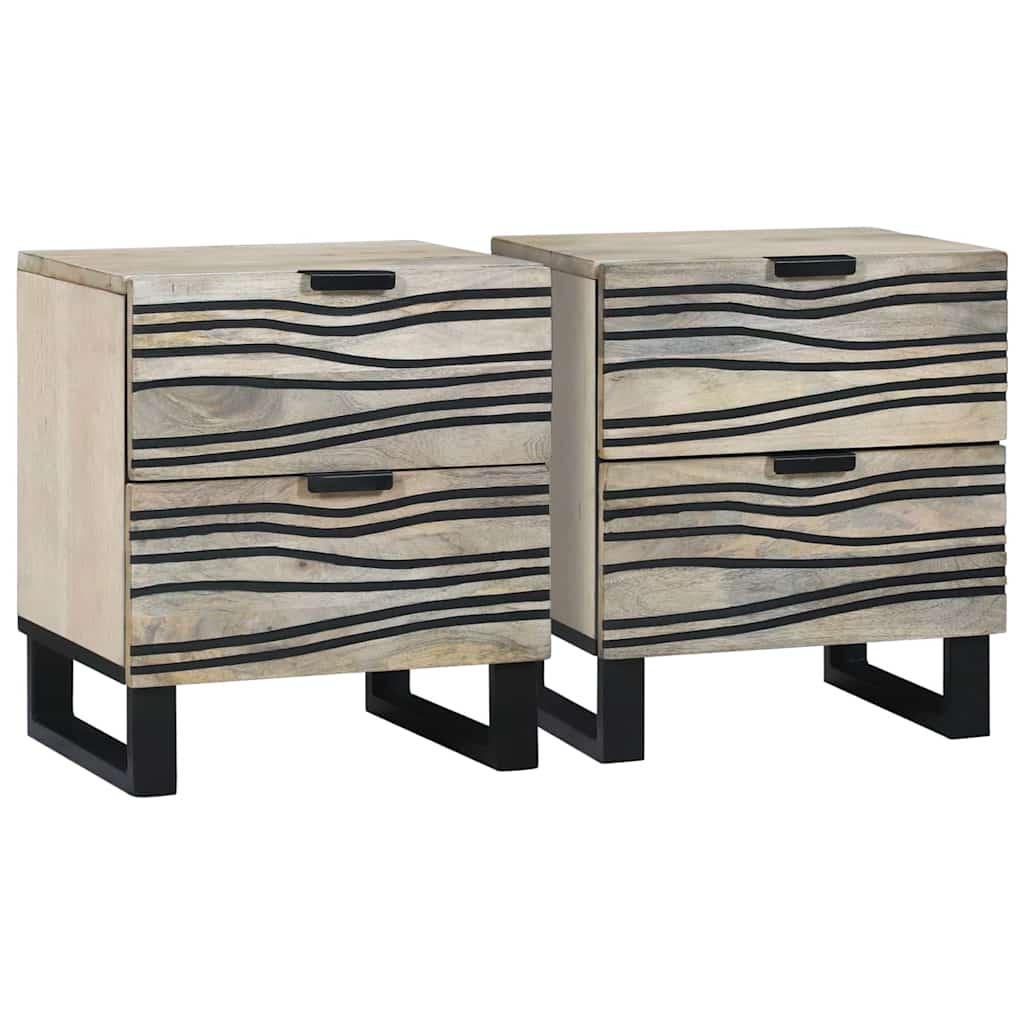 Armadio da Notte 2 pcs Bianco e Nero 40 x 33 x 46 cm