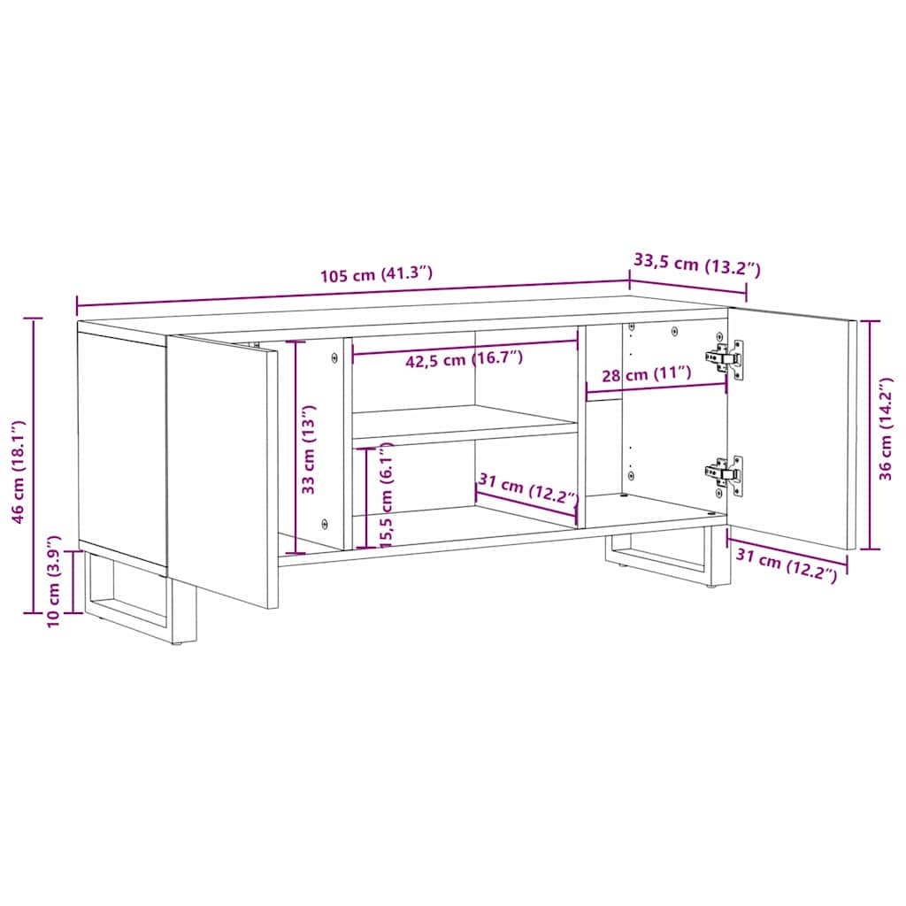 Unità TV Bianco 105 x 33 x 46 cm Legno multistrato