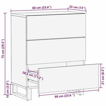 Credenza Bianco 60 x 33.5 x 75 cm Legno massello di mango - homemem39