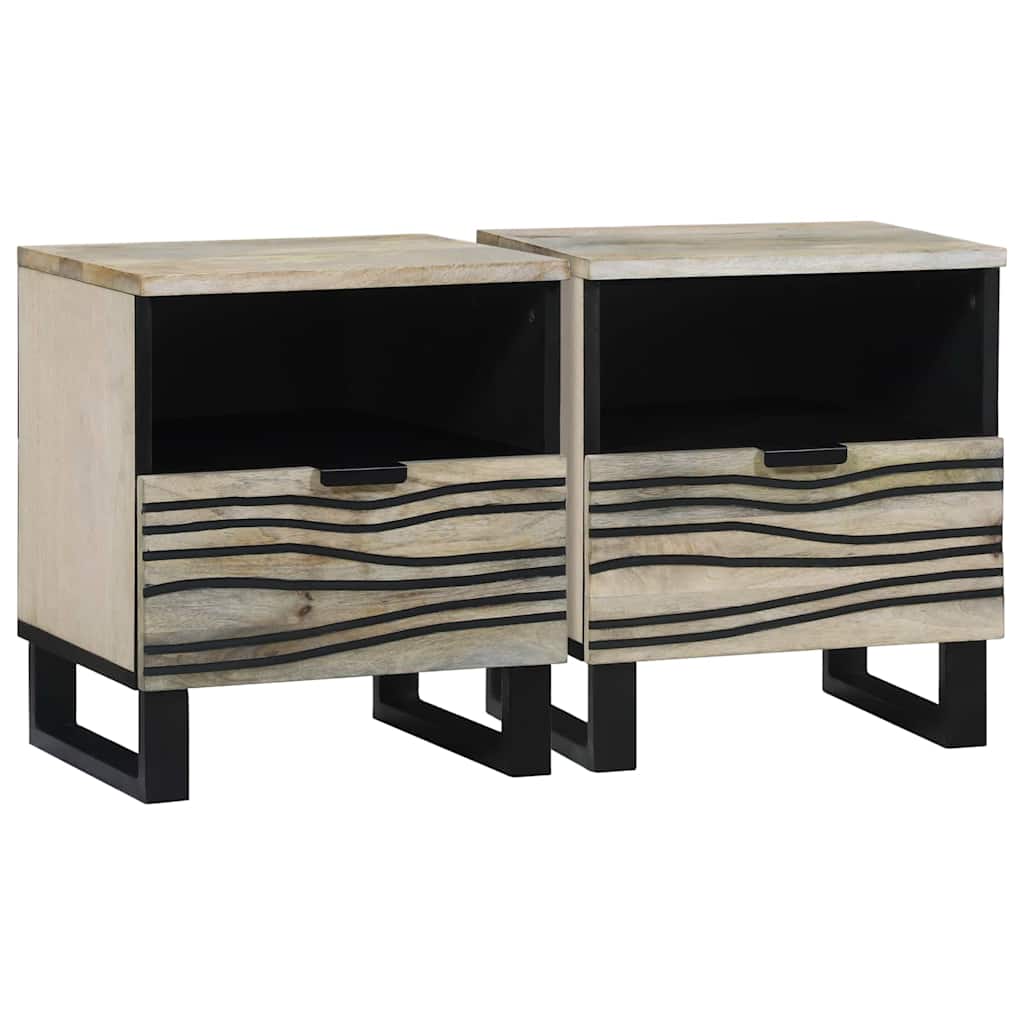Armadio da Notte 2 pcs Bianco e Nero 40 x 33 x 46 cm