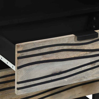 Armadio da Notte con cassetto Bianco e Nero 50 x 33 x 62 cm