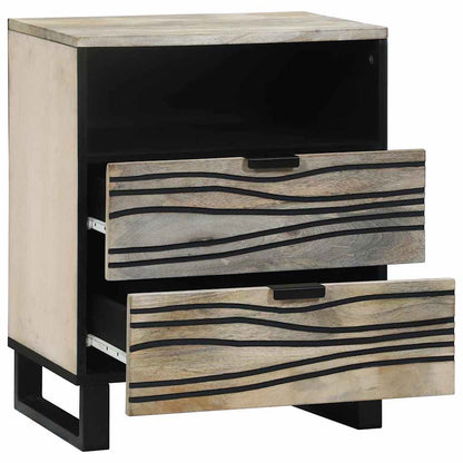 Armadio da Notte con cassetto Bianco e Nero 50 x 33 x 62 cm