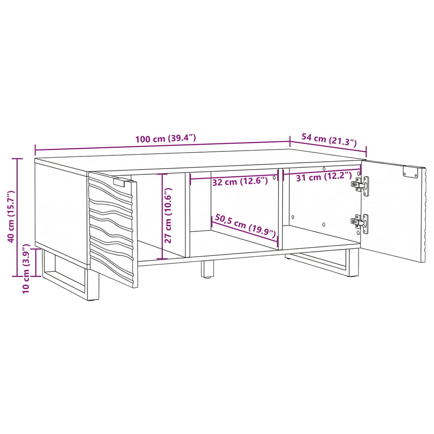 Tavolino da salotto Bianco 100 x 54 x 40 cm | homemem39
