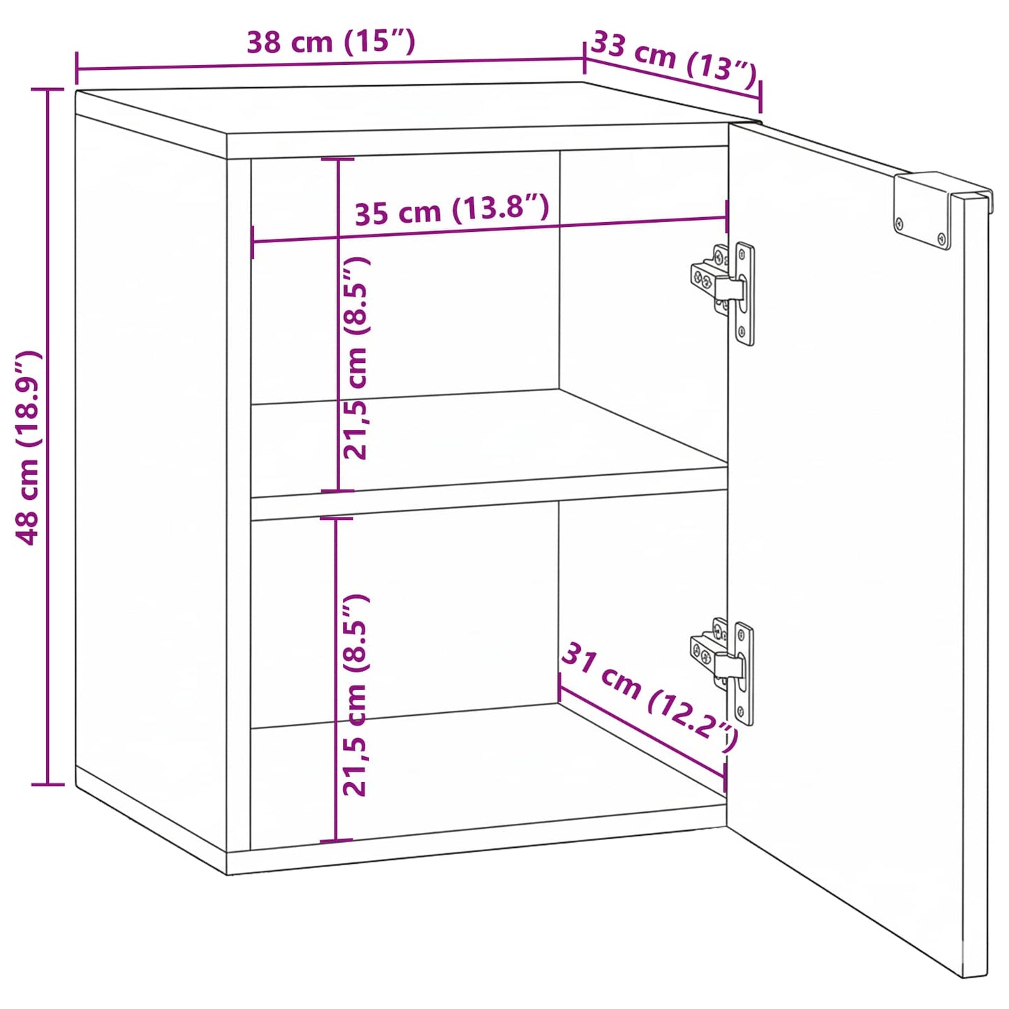 Armadio per Lavabo da Bagno con porta Bianco 38 x 33,5 x 48 cm