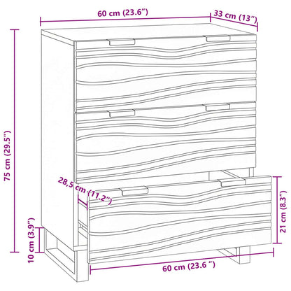 Credenza Marrone 60 x 33.5 x 75 cm Legno massello di mango