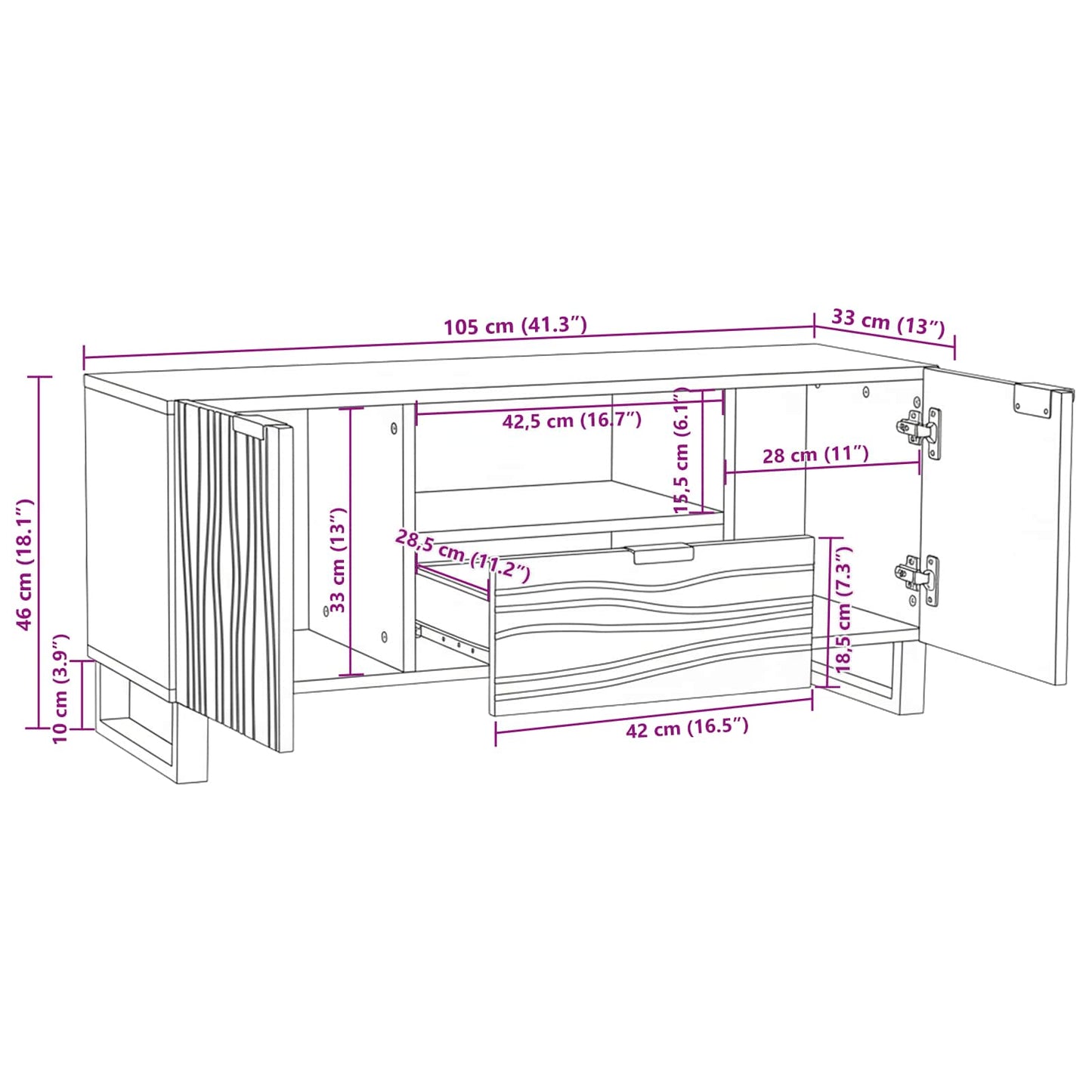 Unità TV con cassetto Noce 105 x 33 x 46 cm Legno multistrato | homemem39