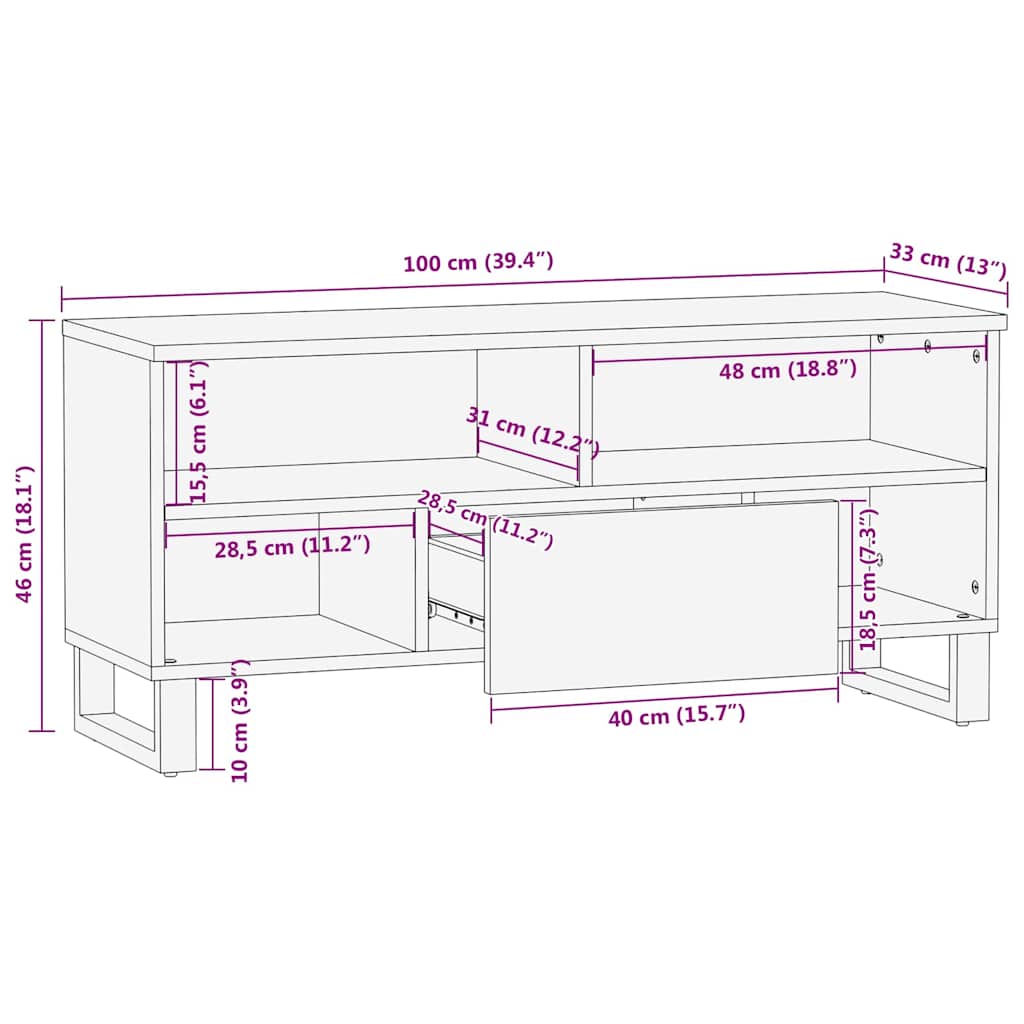 Unità TV con cassetto Noce 105 x 33 x 46 cm Legno multistrato
