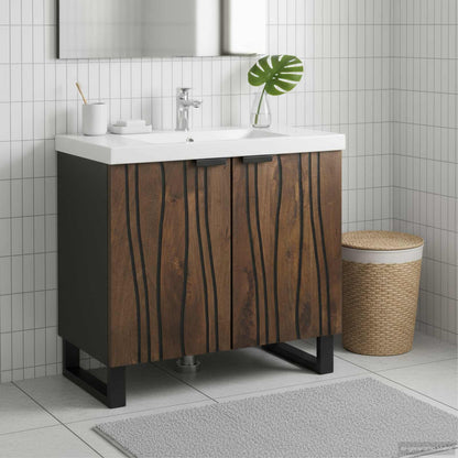 Armadio per Lavabo da Bagno con porta Noce 62 x 33 x 58 cm | homemem39