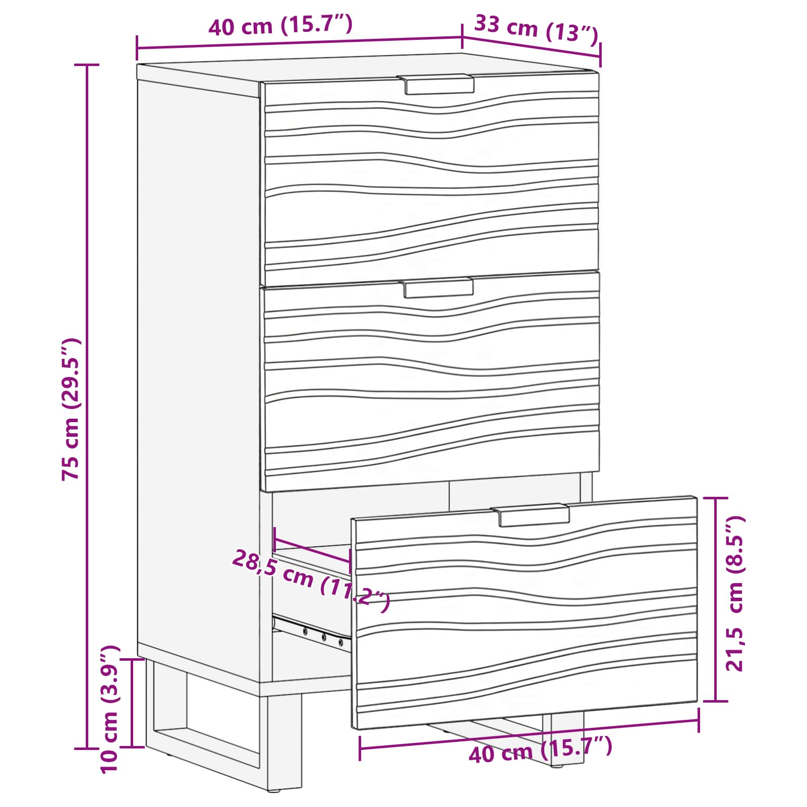 Credenza Marrone 40 x 33 x 75 cm legno massello di mango | homemem39