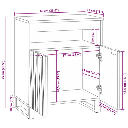 Credenza Marrone 60 x 33 x 75 cm legno massello di mango | homemem39