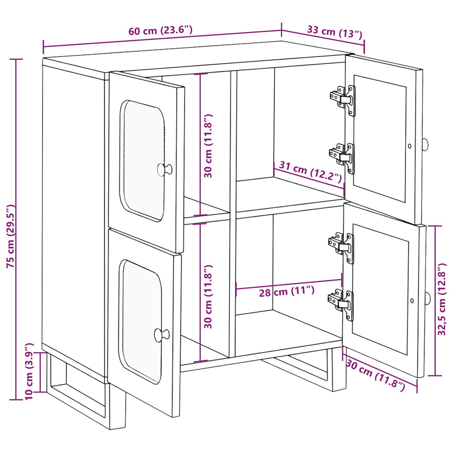 Credenza Marrone 60 x 33 x 75 cm Legno di mango massello | homemem39