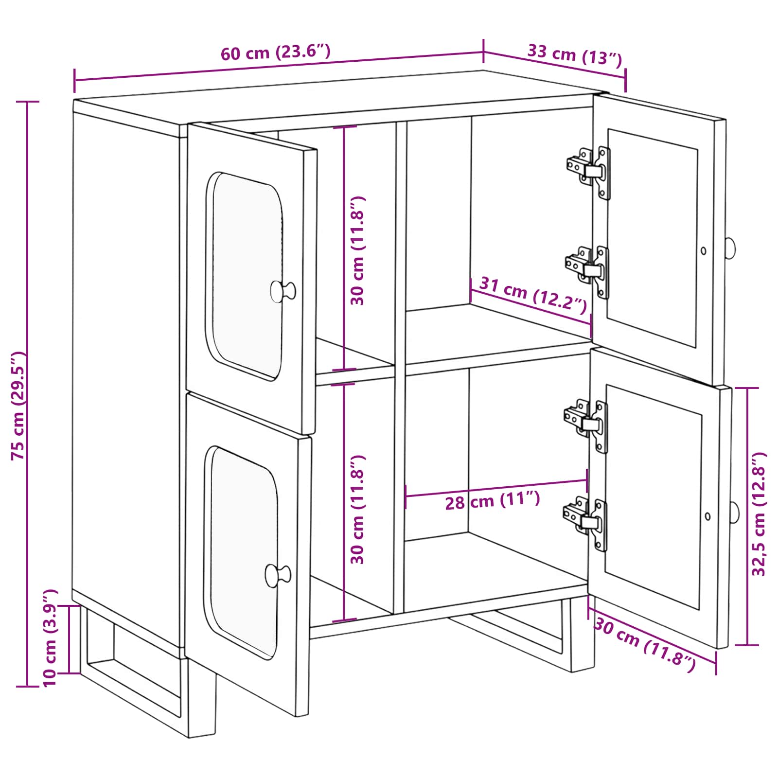 Credenza Marrone 60 x 33 x 75 cm Legno di mango massello | homemem39