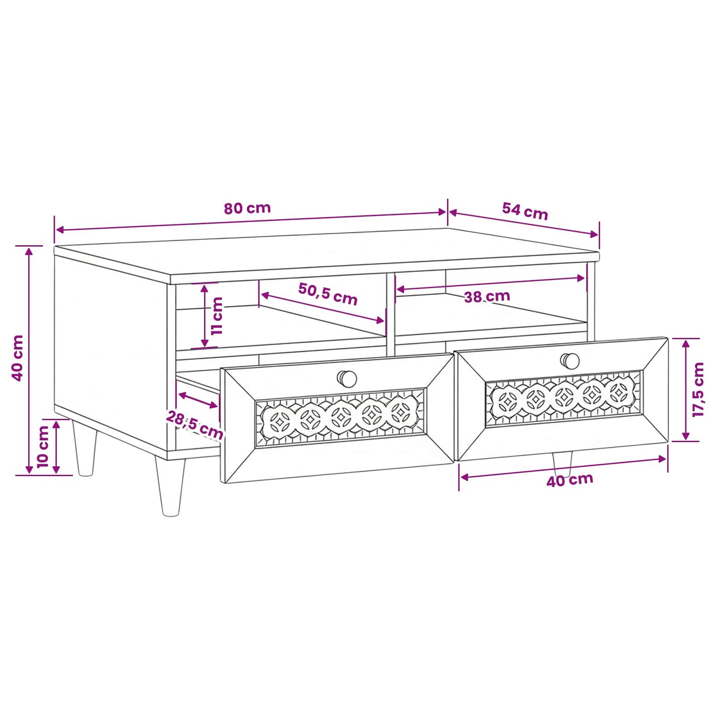 Tavolino da salotto con cassetto Marrone Chiaro 80 x 54 x 40 cm | homemem39