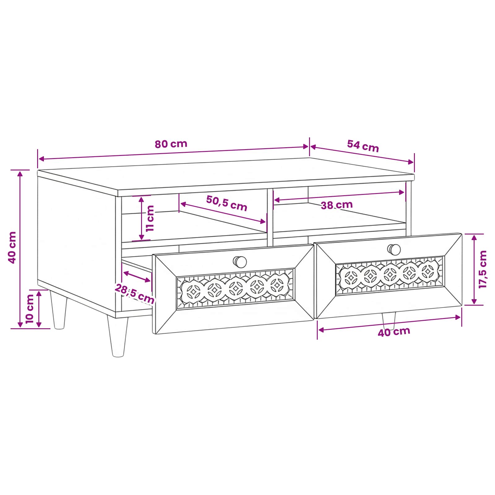 Tavolino da salotto con cassetto Marrone Chiaro 80 x 54 x 40 cm | homemem39