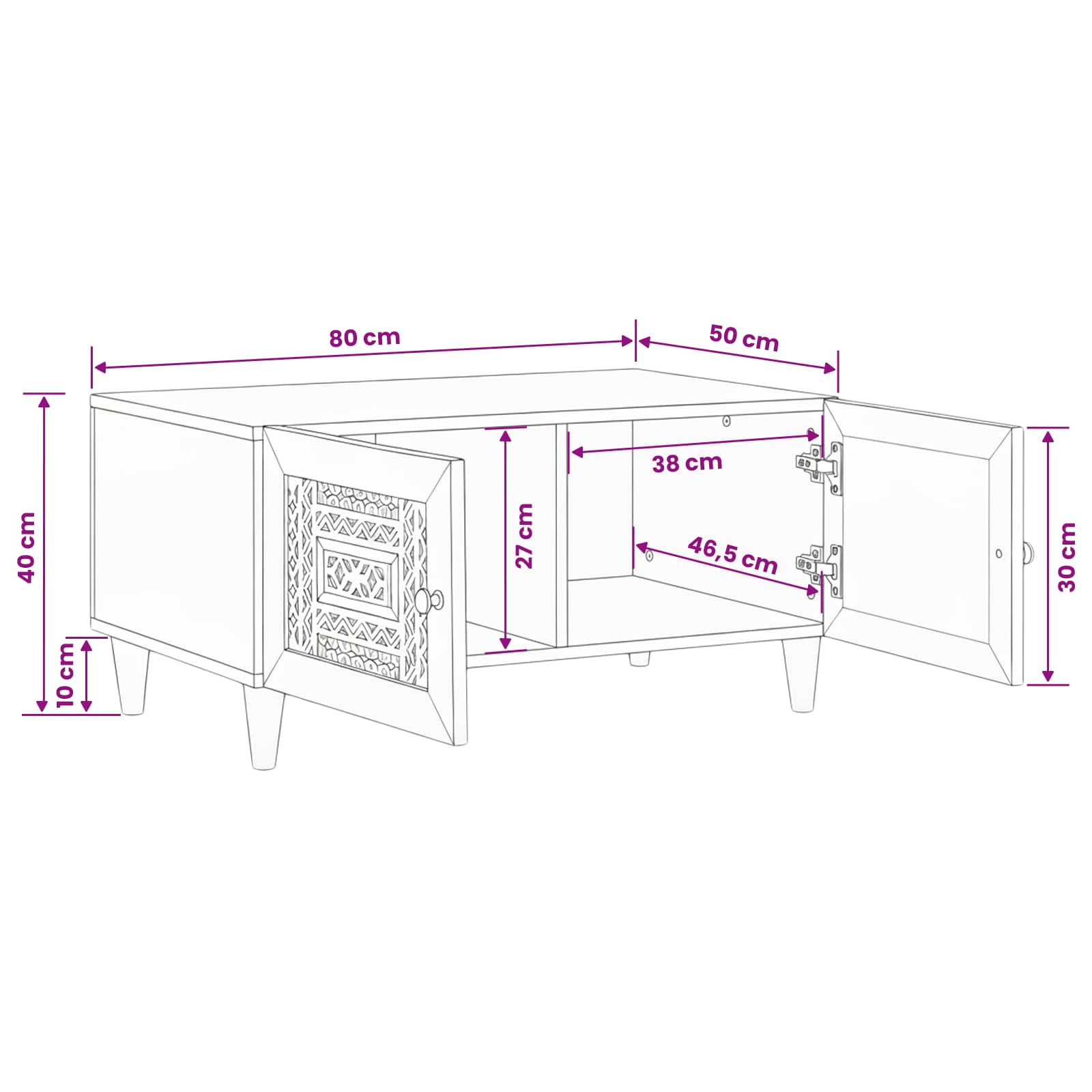 Tavolino da salotto Bianco 80 x 54 x 40 cm Legno ingegnerizzato | homemem39