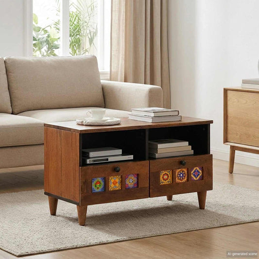 Tavolino da salotto con cassetto Marrone 80 x 54 x 40 cm