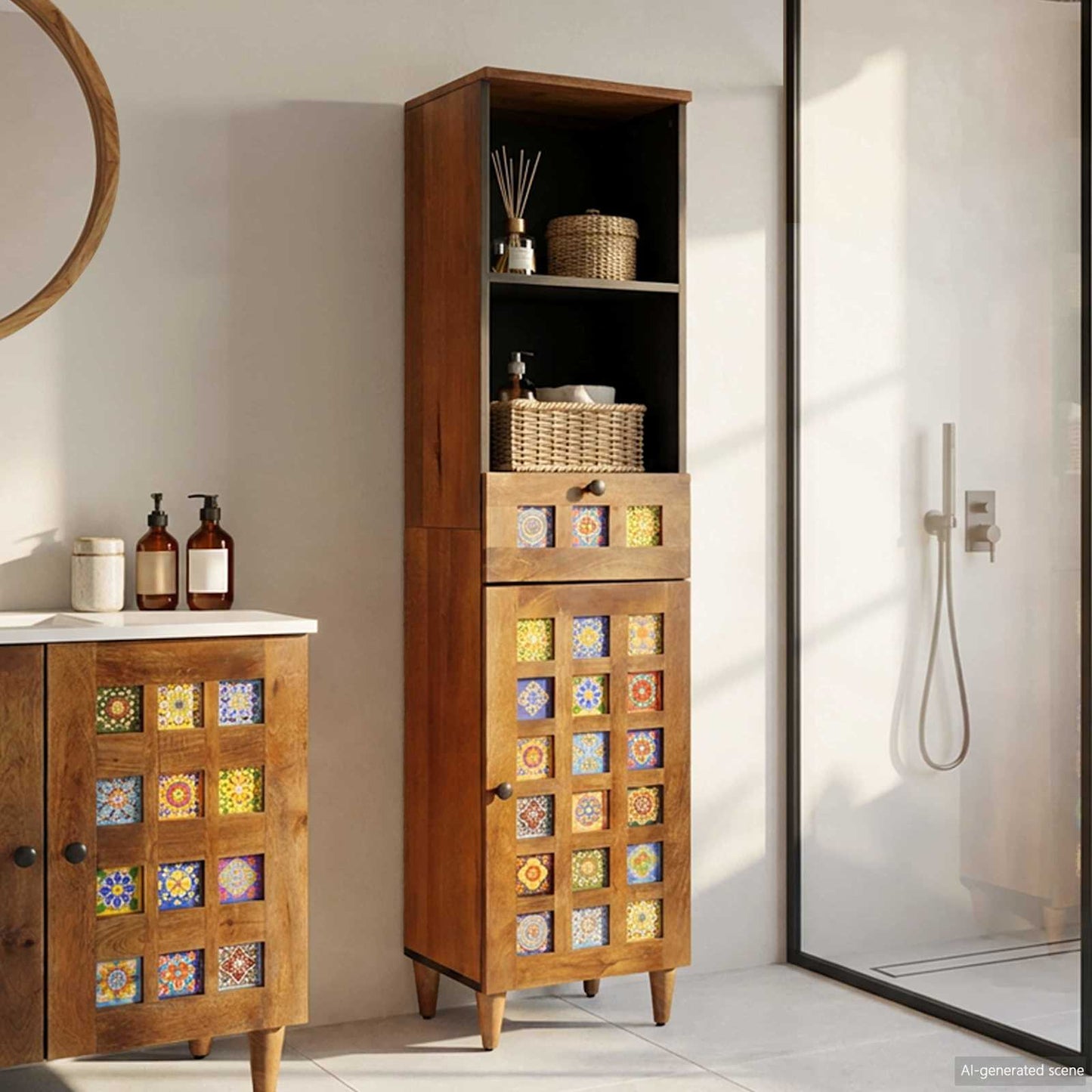 Mobile da Bagno con cassetto con porta Noce 38 x 33 x 160 cm | homemem39
