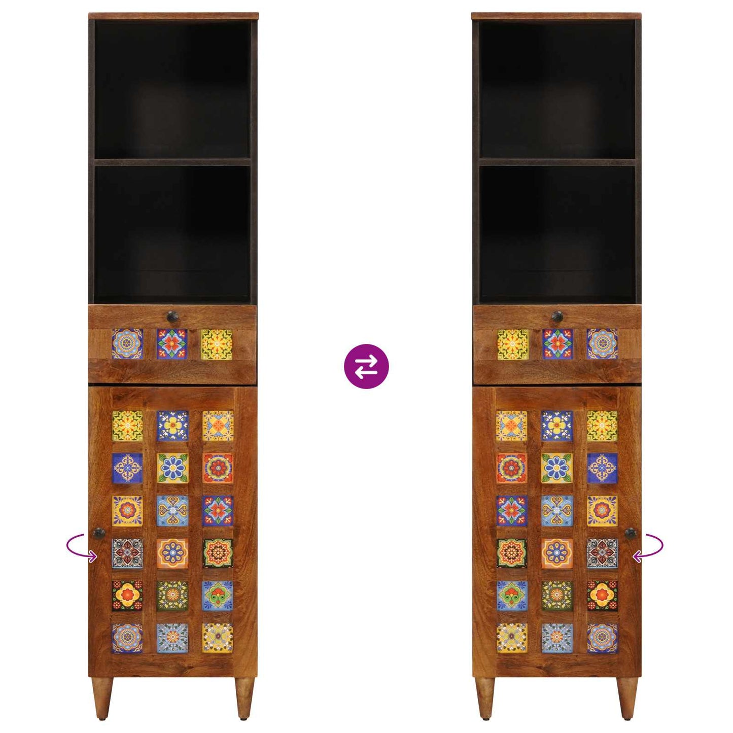 Mobile da Bagno con cassetto con porta Noce 38 x 33,5 x 160 cm