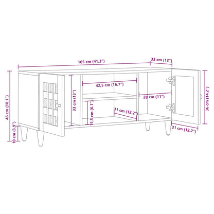 Mobile TV Naturale 105 x 33 x 46 cm Legno di mango massello | homemem39