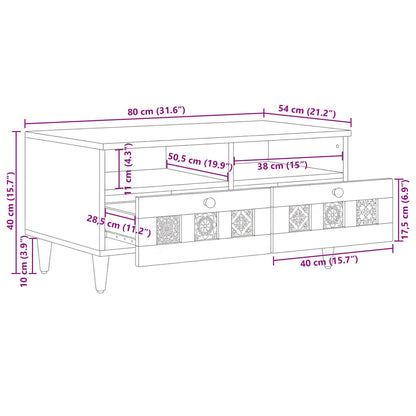 Tavolino da salotto con cassetto Naturale 80 x 54 x 40 cm | homemem39