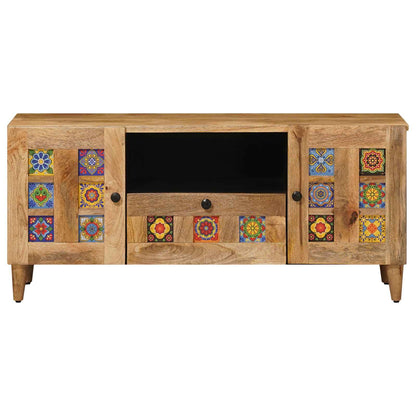 Mobile TV Naturale 105 x 33,5 x 46 cm Legno di mango massello