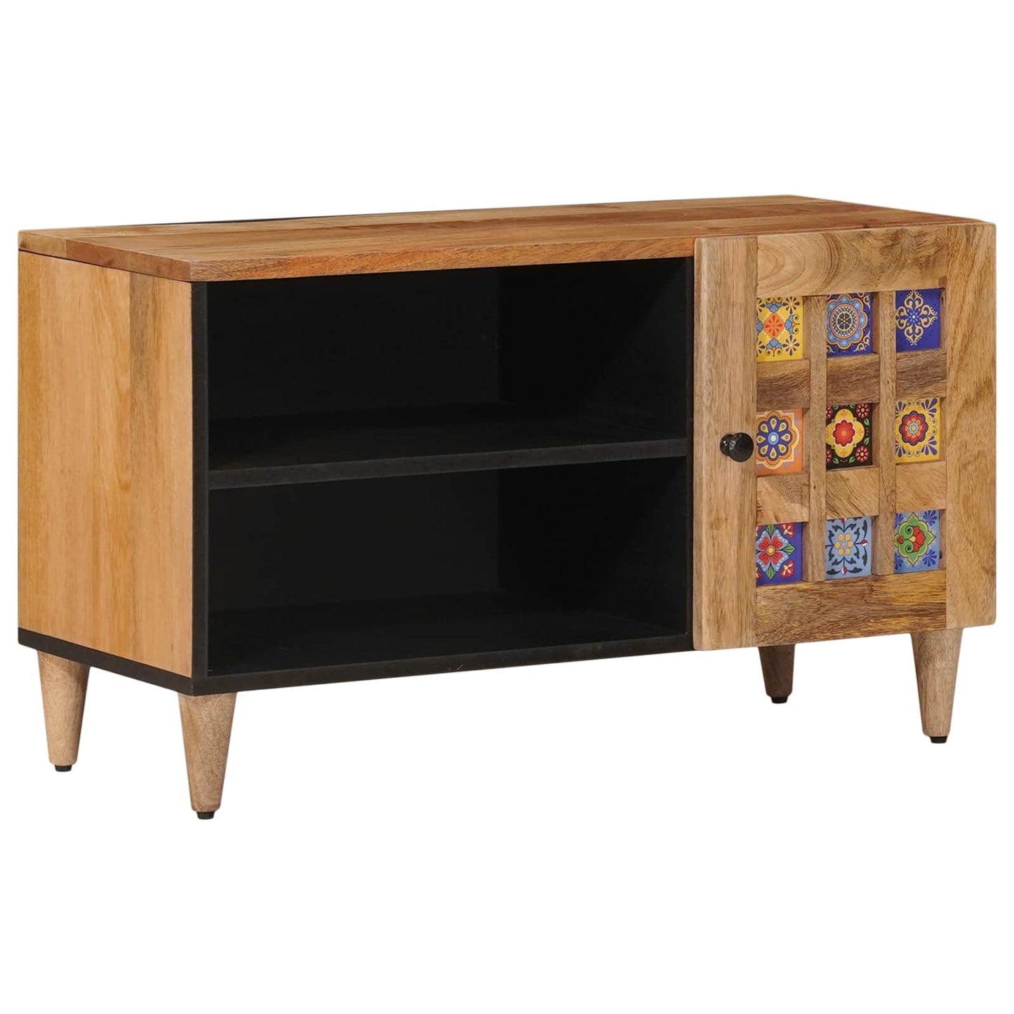 Mobile TV Naturale 80 x 33 x 46 cm Legno di mango massello | homemem39