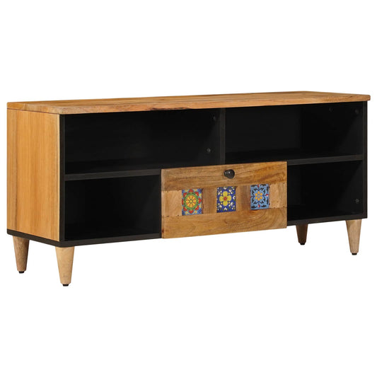 Mobile TV Naturale 100 x 33 x 46 cm Legno di mango massello | homemem39