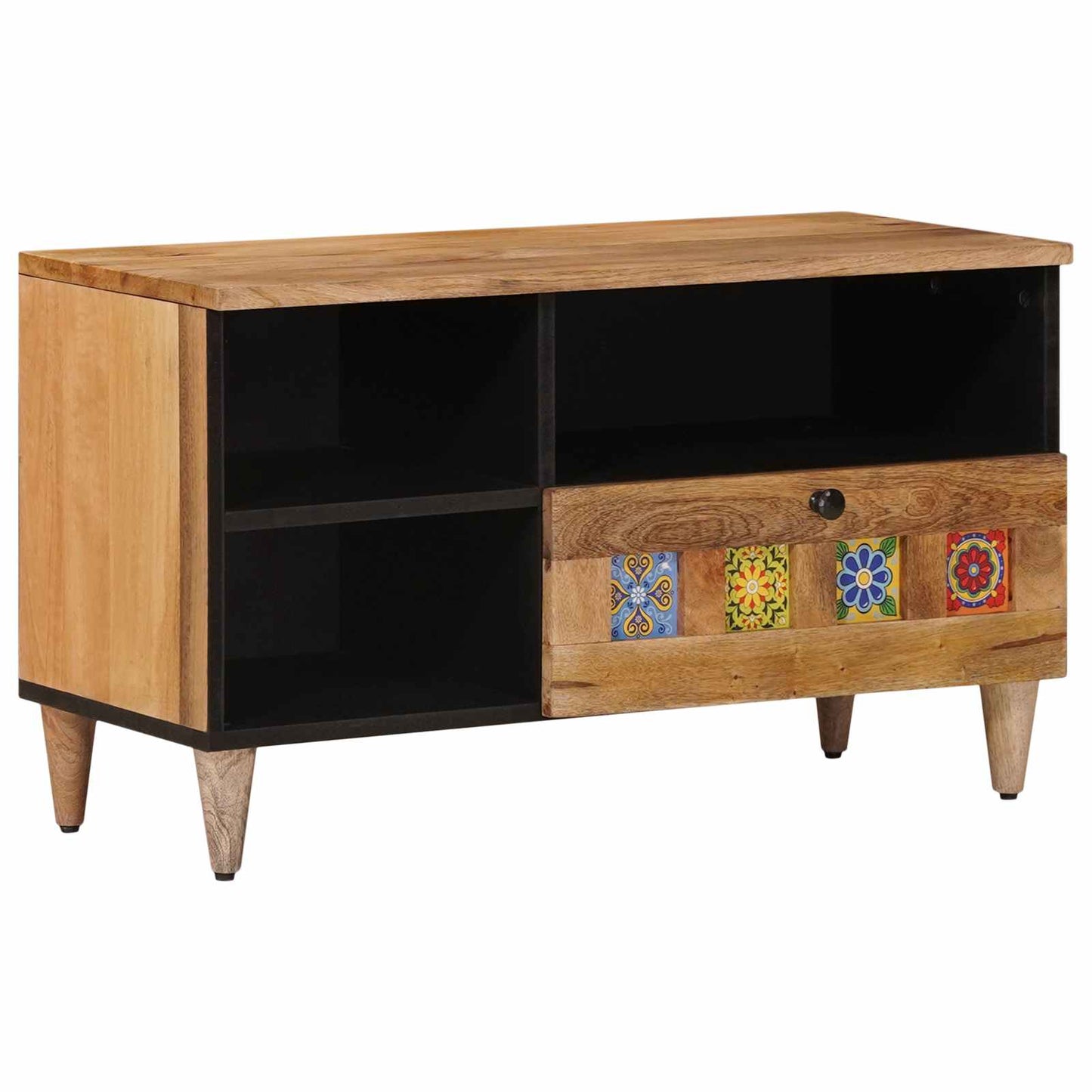 Mobile TV Naturale 80 x 33 x 46 cm Legno di mango massello | homemem39