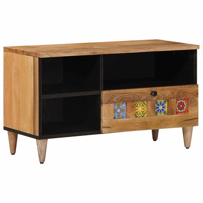 Mobile TV Naturale 80 x 33 x 46 cm Legno di mango massello | homemem39