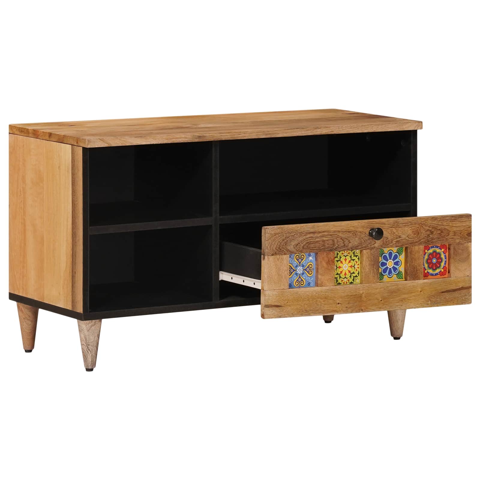 Mobile TV Naturale 80 x 33 x 46 cm Legno di mango massello | homemem39