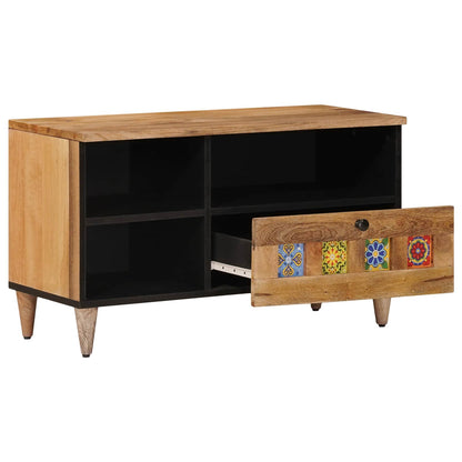 Mobile TV Naturale 80 x 33 x 46 cm Legno di mango massello | homemem39