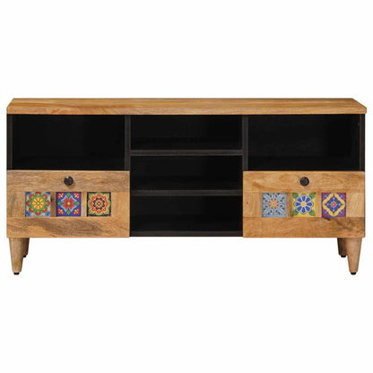 Mobile TV Naturale 100 x 33 x 46 cm Legno di mango massello | homemem39