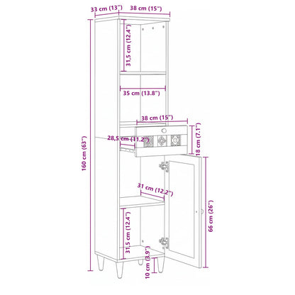 Mobile da Bagno con cassetto Naturale 38 x 33 x 160 cm | homemem39