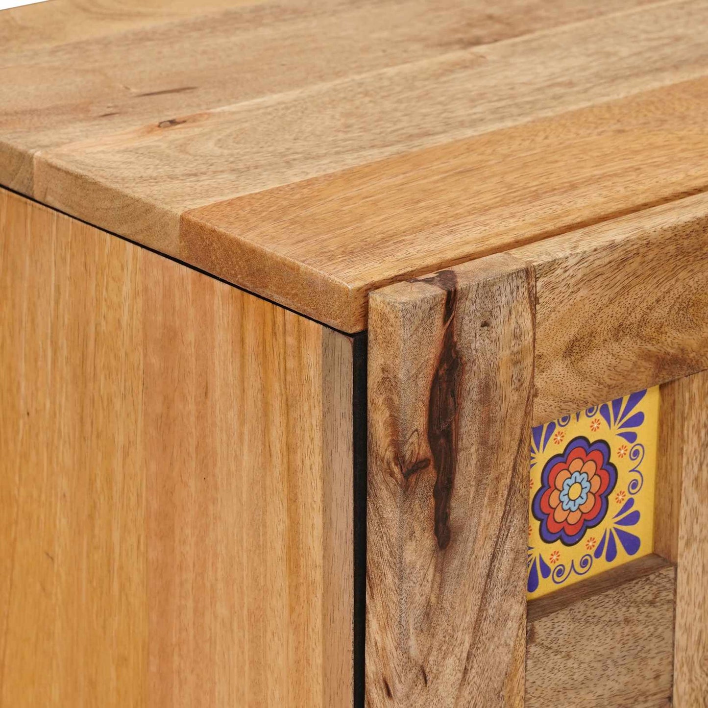 Credenza Naturale 40 x 33 x 75 cm Legno di mango massello