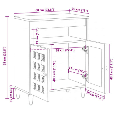 Credenza Naturale 60 x 33,5 x 75 cm Legno di mango massello | homemem39