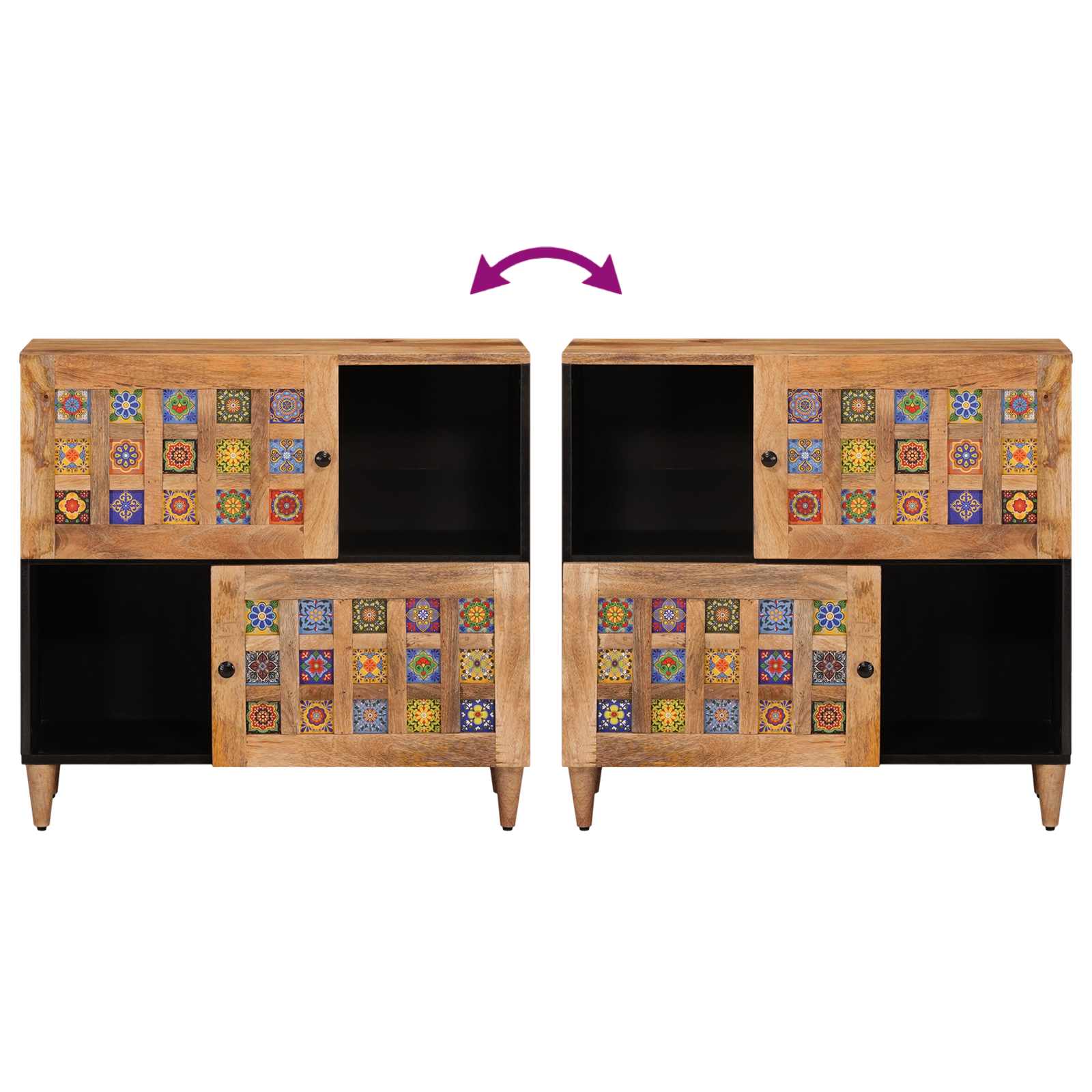Credenza Naturale 80 x 33 x 75 cm Legno di mango massello | homemem39