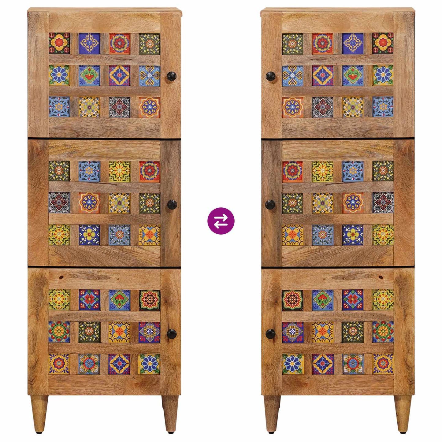 Credenza Naturale 40 x 33 x 110 cm Legno di mango massello | homemem39
