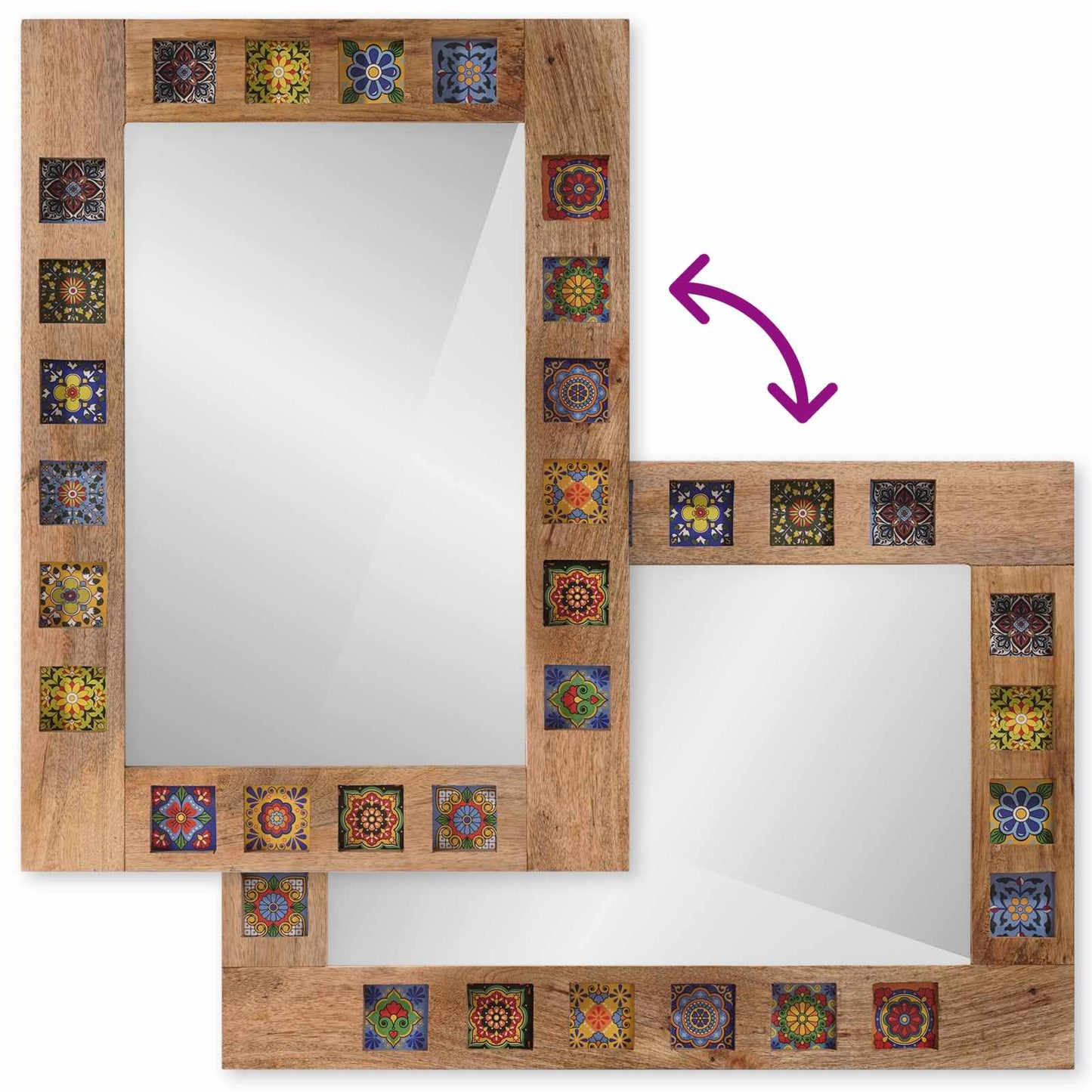 Specchio da bagno con archiviazione Naturale 50 x 70 x 3 cm | homemem39
