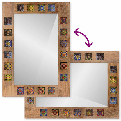 Specchio da bagno con archiviazione Naturale 50 x 70 x 3 cm | homemem39