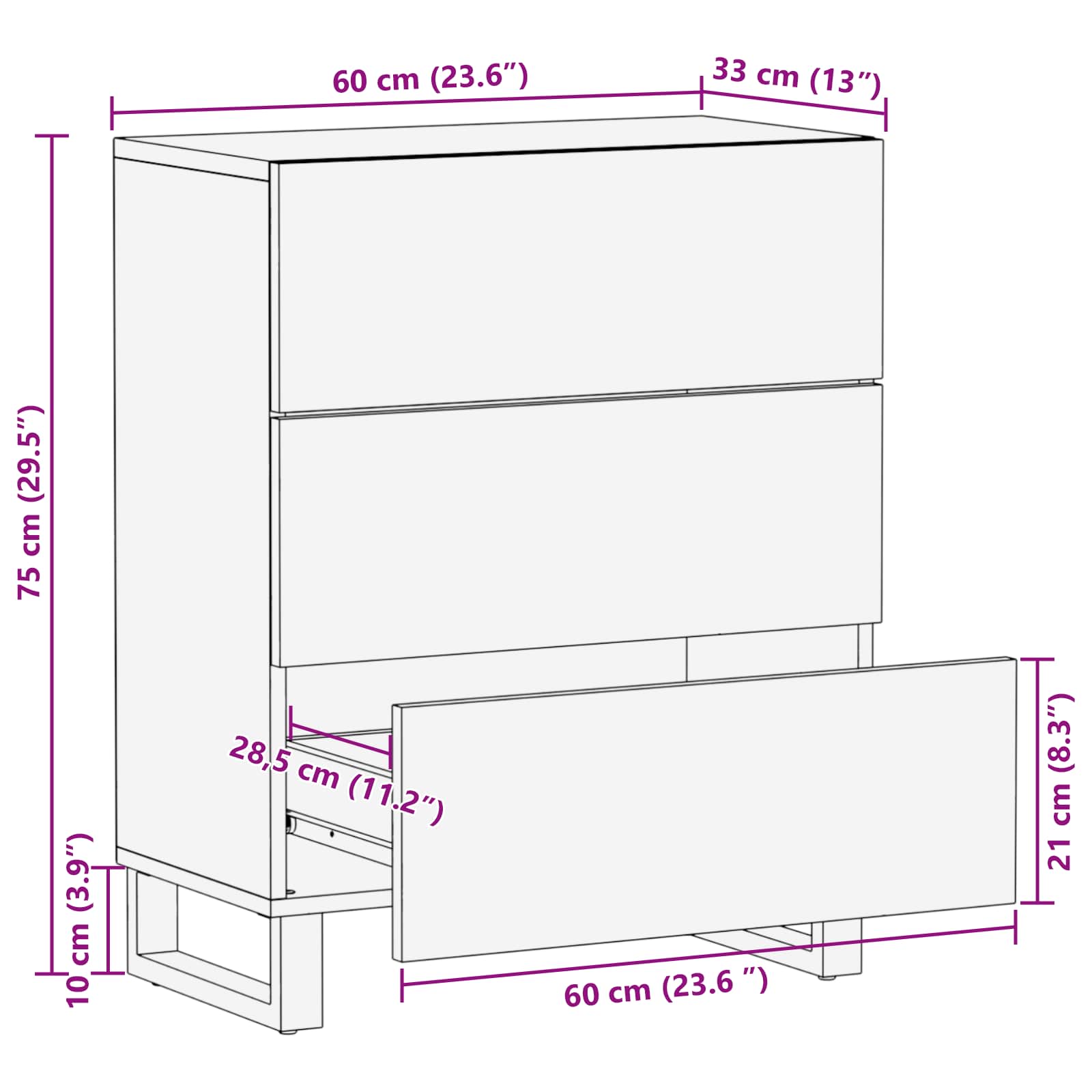 Credenza con Ripostiglio Marrone 60 x 33 x 75 cm | homemem39