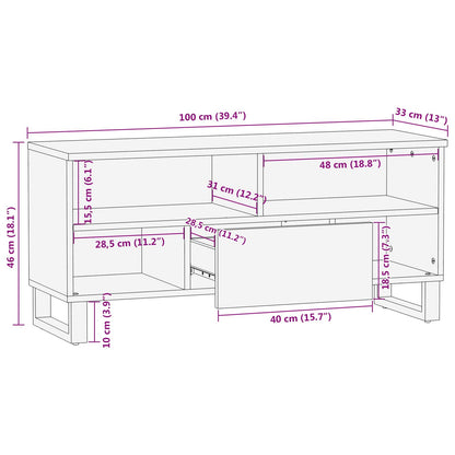 Mobile TV Marrone 100 x 33 x 46 cm Legno di mango massello | homemem39