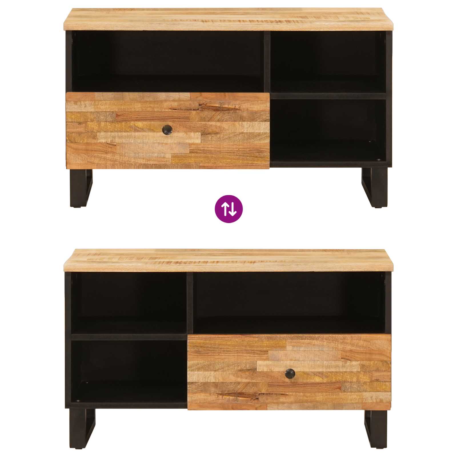 Mobile TV Marrone 80 x 33 x 46 cm Legno di mango massello | homemem39