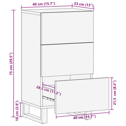 Mobile laterale Marrone 40 x 33 x 75 cm Legno di mango massello | homemem39